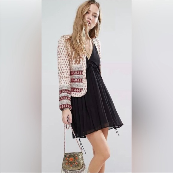 Free people v neck black ruffle sleeveless tunic dress - Picture 3 of 5